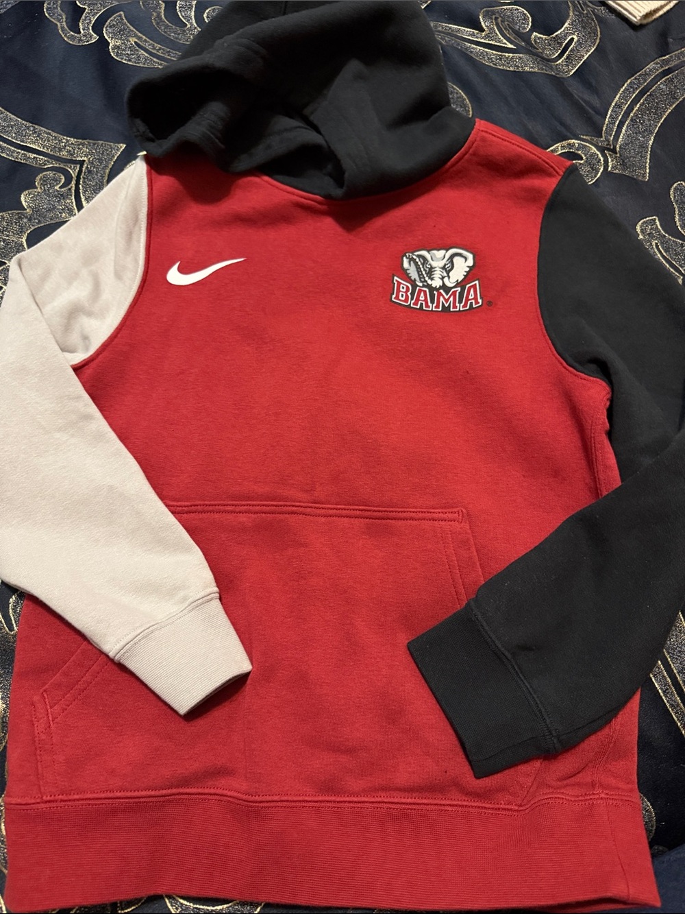 Nike Red, Black & White BAMA Colorblock Kids Hoodie